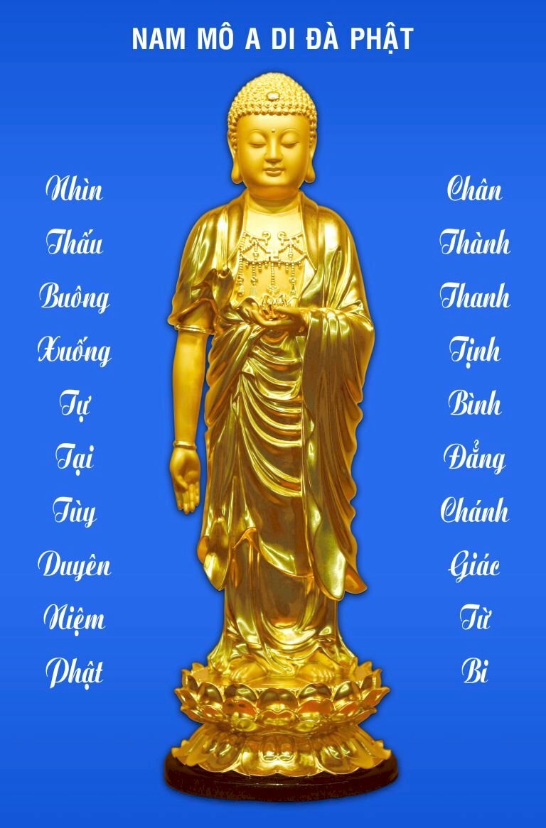 Ảnh Phật A Di Đà - Hình Phật đẹp có chữ làm hình nền điện thoại