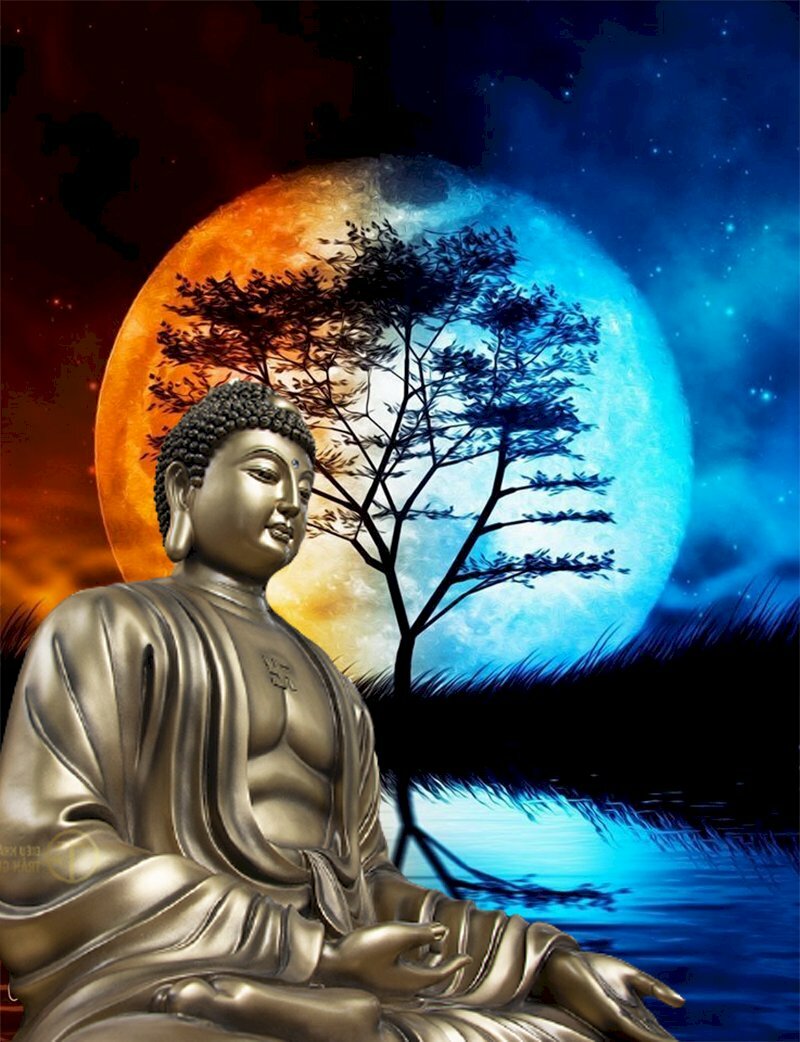 Hình ảnh Phật đẹp 3D ngày rằm trăng sáng