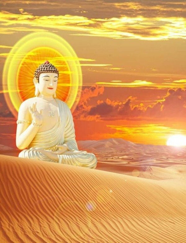 Hình ảnh Phật đẹp 3D trên sa mạc