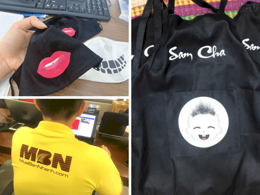 Nhận in logo lên khẩu trang, áo thun, tạp dề quán ăn tại InKTS