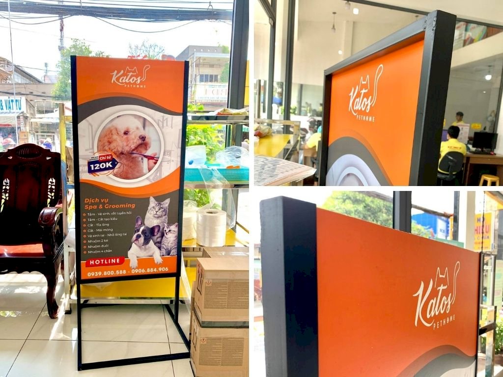 Standee khung sắt ngoài trời - giá treo poster quảng cáo khung sắt có thể tháo rời tấm formax 2 mặt