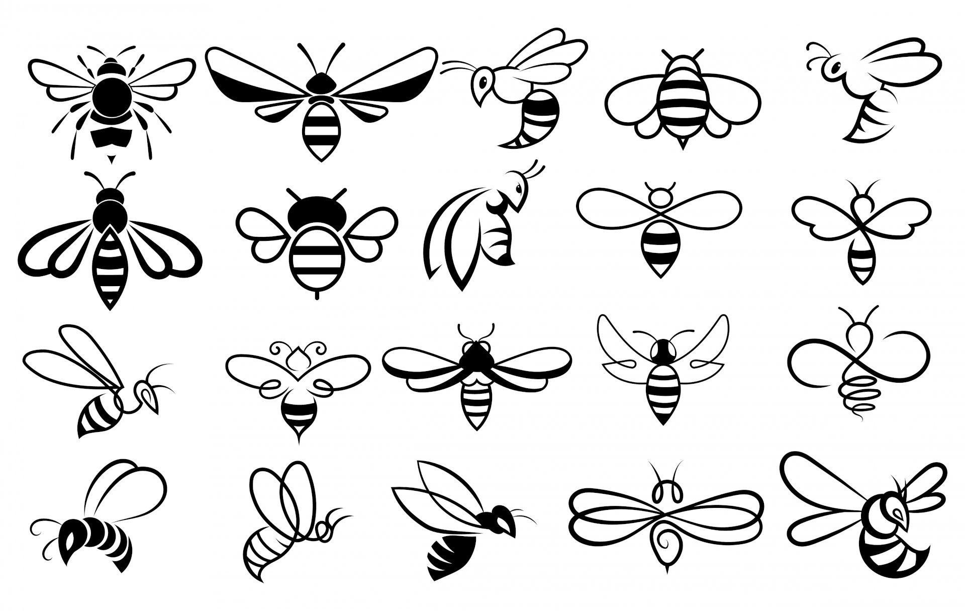 Bộ sưu tập 12 tranh con ong cho trẻ tô màu