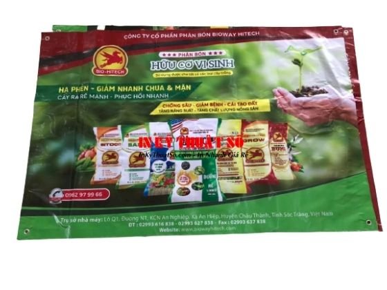In nhanh Banner quảng cáo phân bón công ty, nhà phân phối - bạt hiflex in mọi kích thước, đóng khoen tròn 4 góc