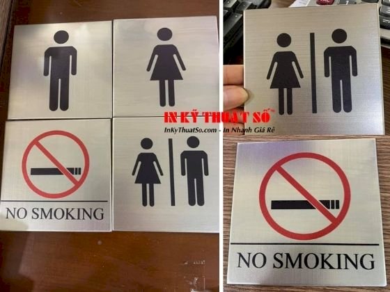 Làm biển chỉ dẫn, bảng thông báo inox, biển no smoking, WC cho tòa nhà, khách sạn, văn phòng