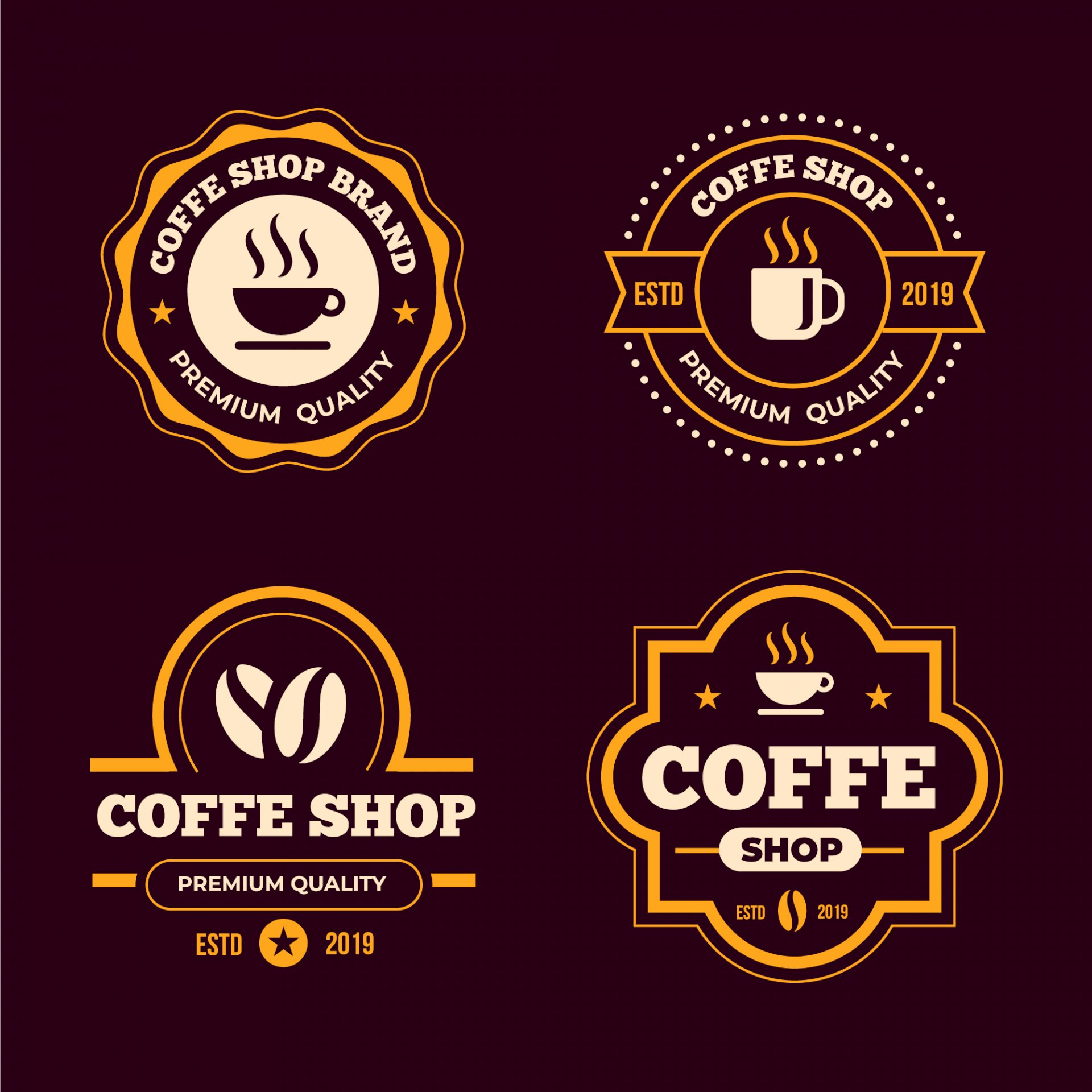 Bộ sưu tập cafe logo vector miễn phí để thiết kế logo công ty