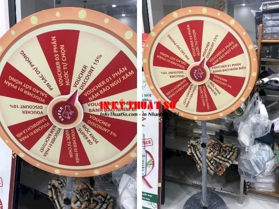 Sản xuất vòng quay may mắn - vòng quay trúng thưởng TPHCM - Thiết kế mẫu đẹp, gắn logo thương hiệu