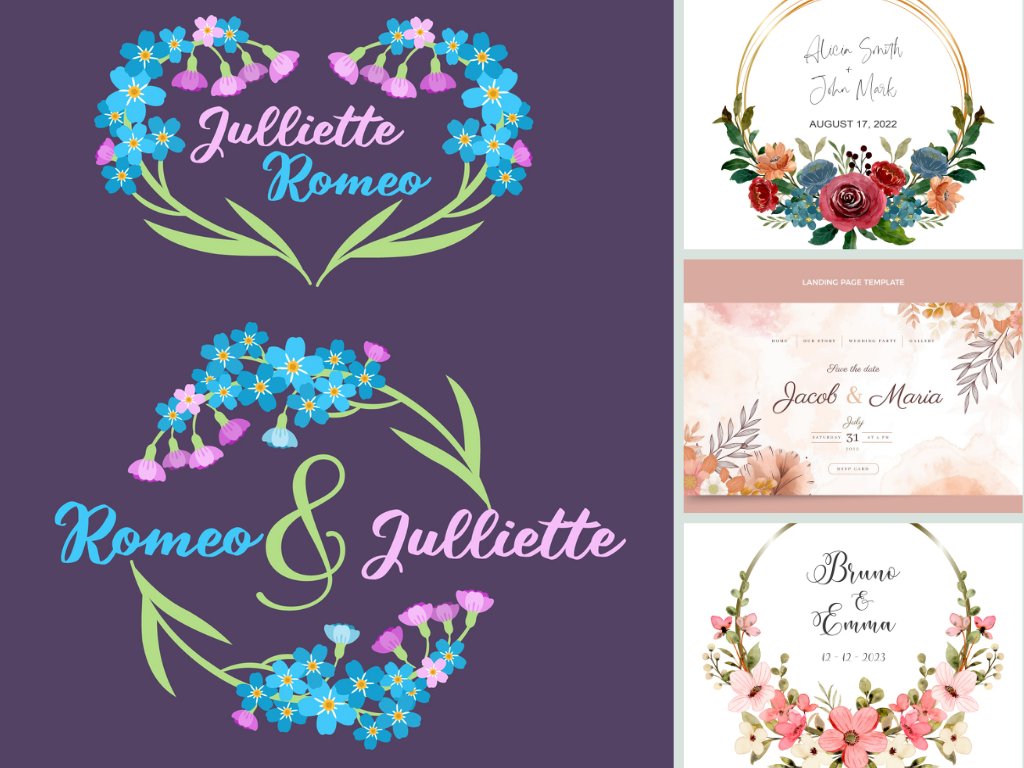 Tải mẫu bảng tên cô dâu chú rể vector đẹp, ấn tượng AI, EPS, SVG, JPG/JPEG miễn phí