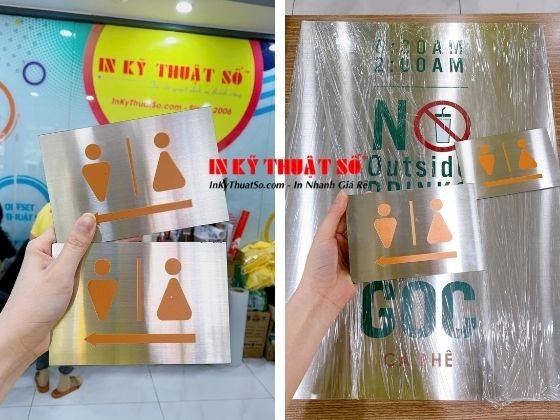 Đặt làm biển inox ăn mòn - báo giá bảng inox ăn mòn kim loại trắng xước, vàng đồng xước TPHCM