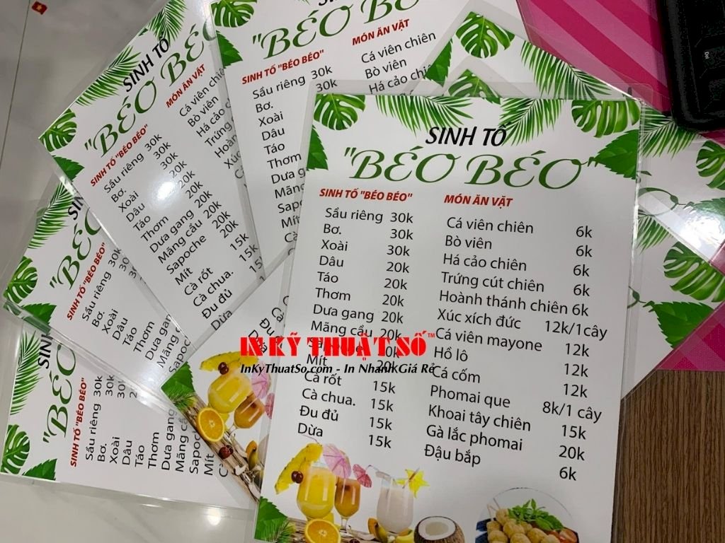 In Menu ép plastic A4, A3 giấy dày, cứng TPHCM - Địa điểm ép plastic làm thực đơn cầm tay bền đẹp
