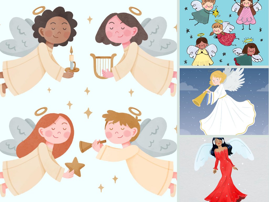 Tải mẫu thiên thần vector đẹp, file AI, EPS, SVG, PSD, JPG/JPEG miễn phí