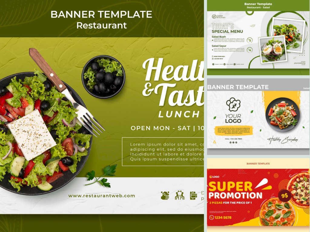 Mẫu banner ẩm thực file vector AI, EPS, PSD