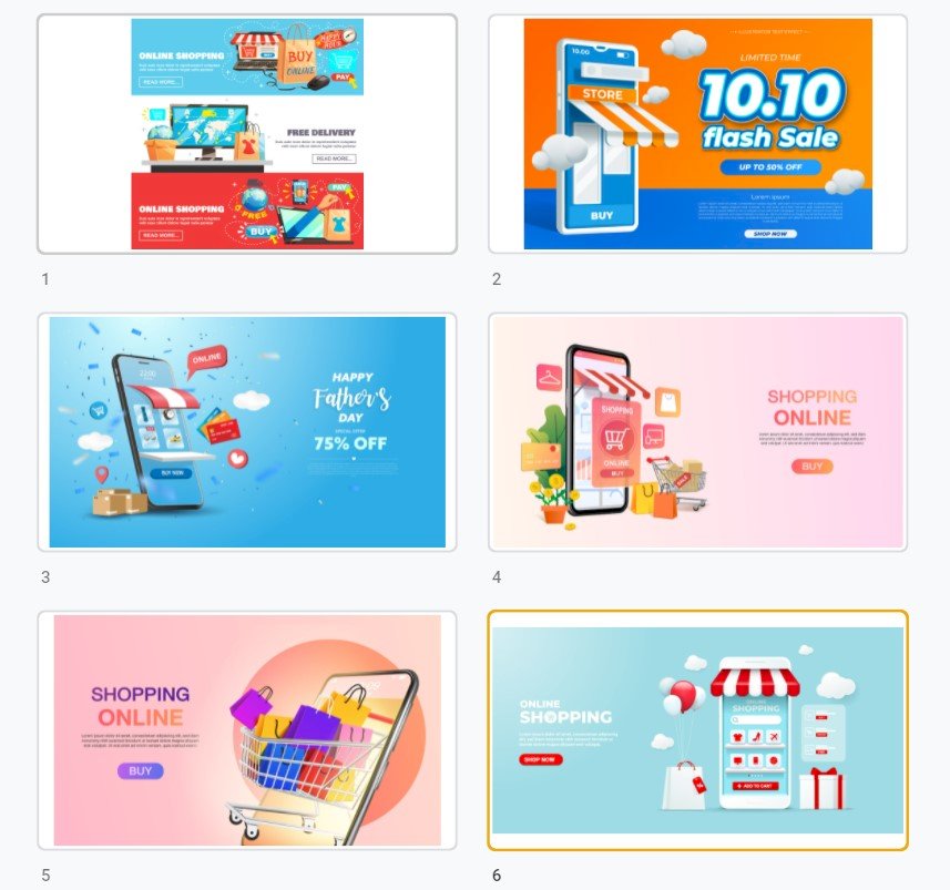 Tải mẫu banner bán hàng online đẹp, chất, độc đáo file vector AI, EPS, PSD