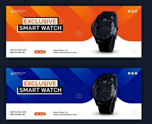 Mẫu banner đồng hồ đẹp file Vectors, AI, EPS, PSD tải miễn phí