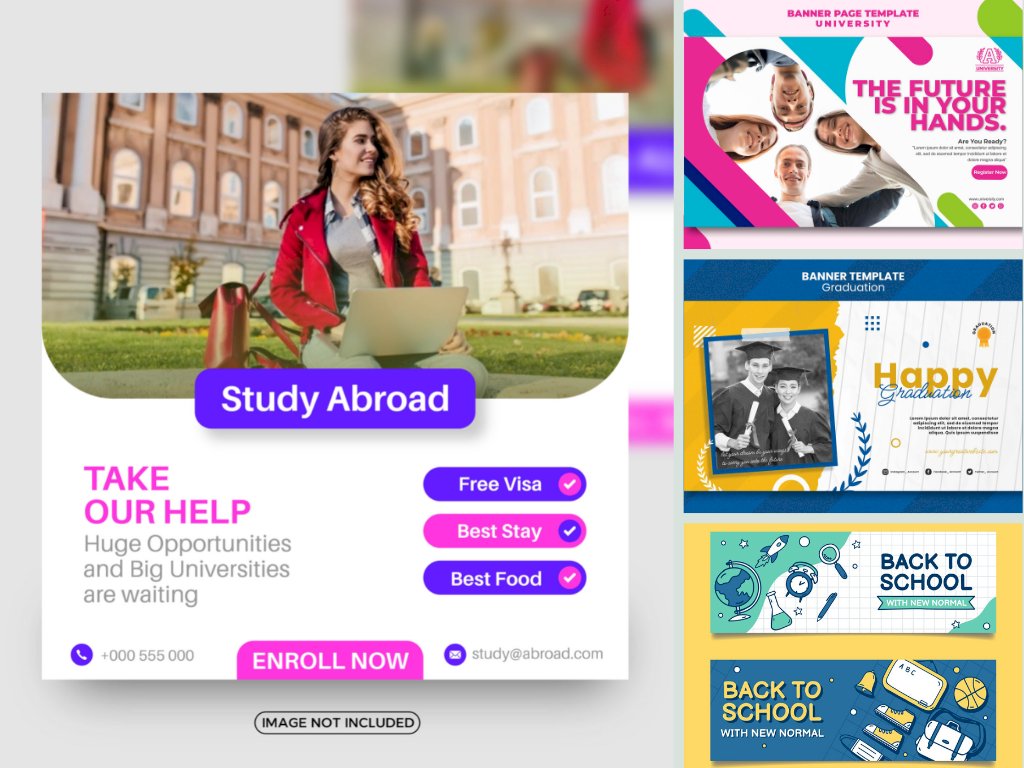 Mẫu banner du học file vector AI, EPS, PSD