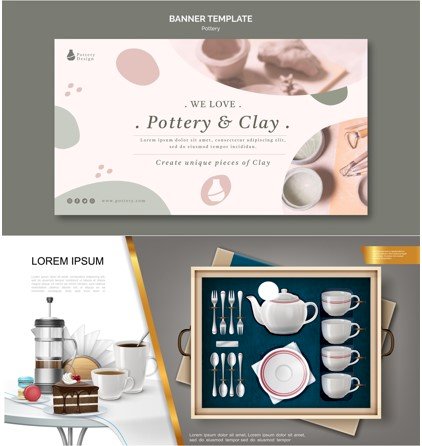 Mẫu banner gốm sứ đẹp file Vectors, AI, EPS, PSD
