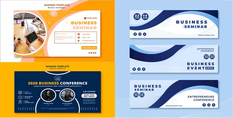 Mẫu banner hội thảo đẹp, chuyên nghiệp file Vectors, AI, EPS, PSD