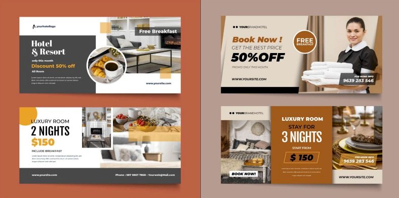 Mẫu banner khách sạn đẹp file Vectors, AI, EPS, PSD tải miễn phí