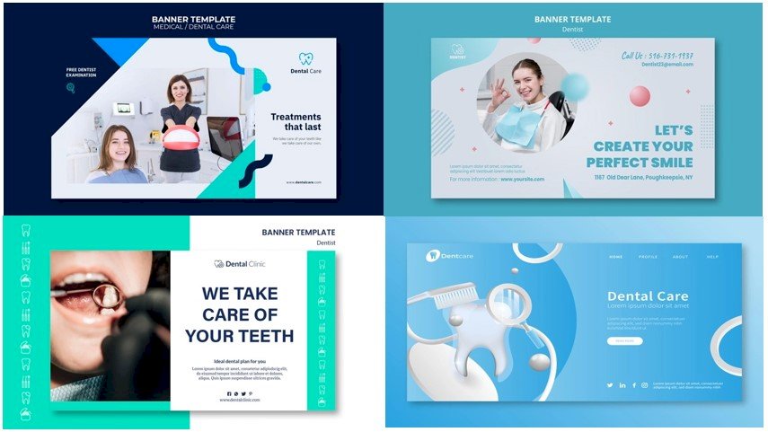Mẫu banner nha khoa đẹp, chuyên nghiệp vector AI, EPS, PSD