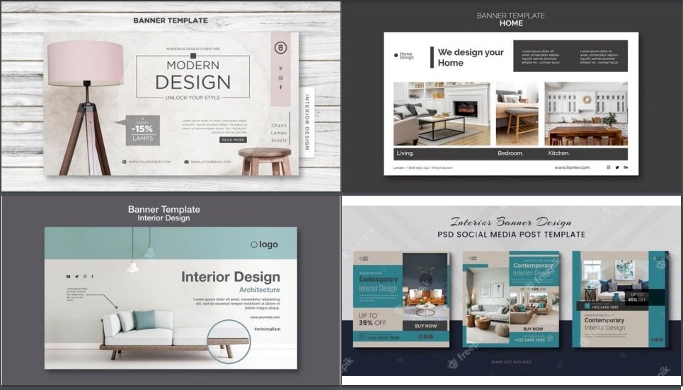 Mẫu banner thiết kế nội thất đẹp file Vectors, AI, EPS, PSD tải miễn phí