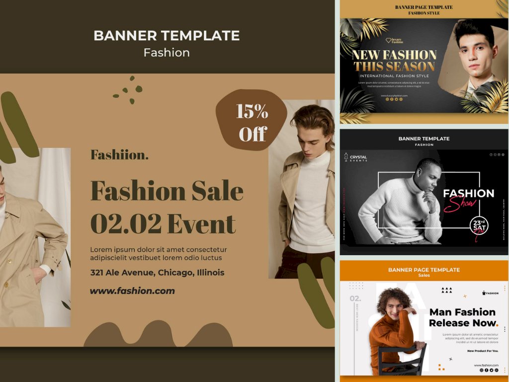 Mẫu banner thời trang nam đẹp, chất, ngầu file vector AI, EPS, PSD