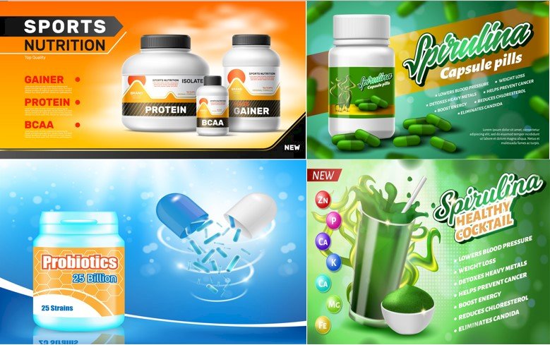 Mẫu banner thực phẩm chức năng đẹp file Vectors, AI, EPS, PSD