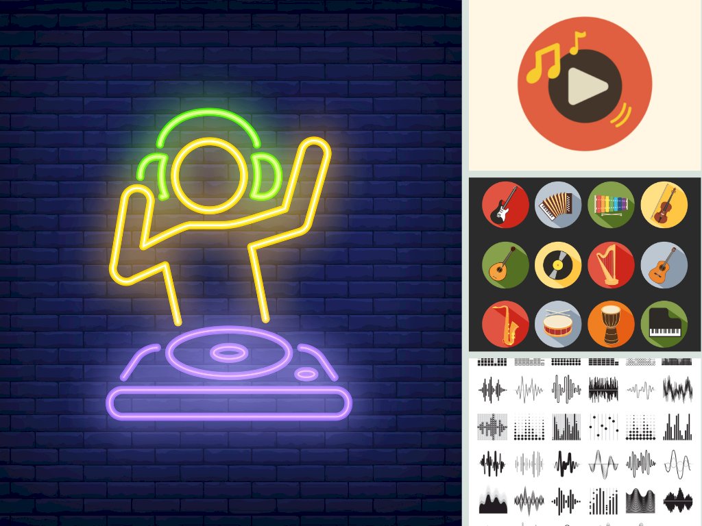 Mẫu icon âm nhạc file vector AI, EPS, PSD