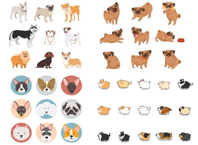 Mẫu icon chó đẹp, dễ thương vector AI, EPS, PSD