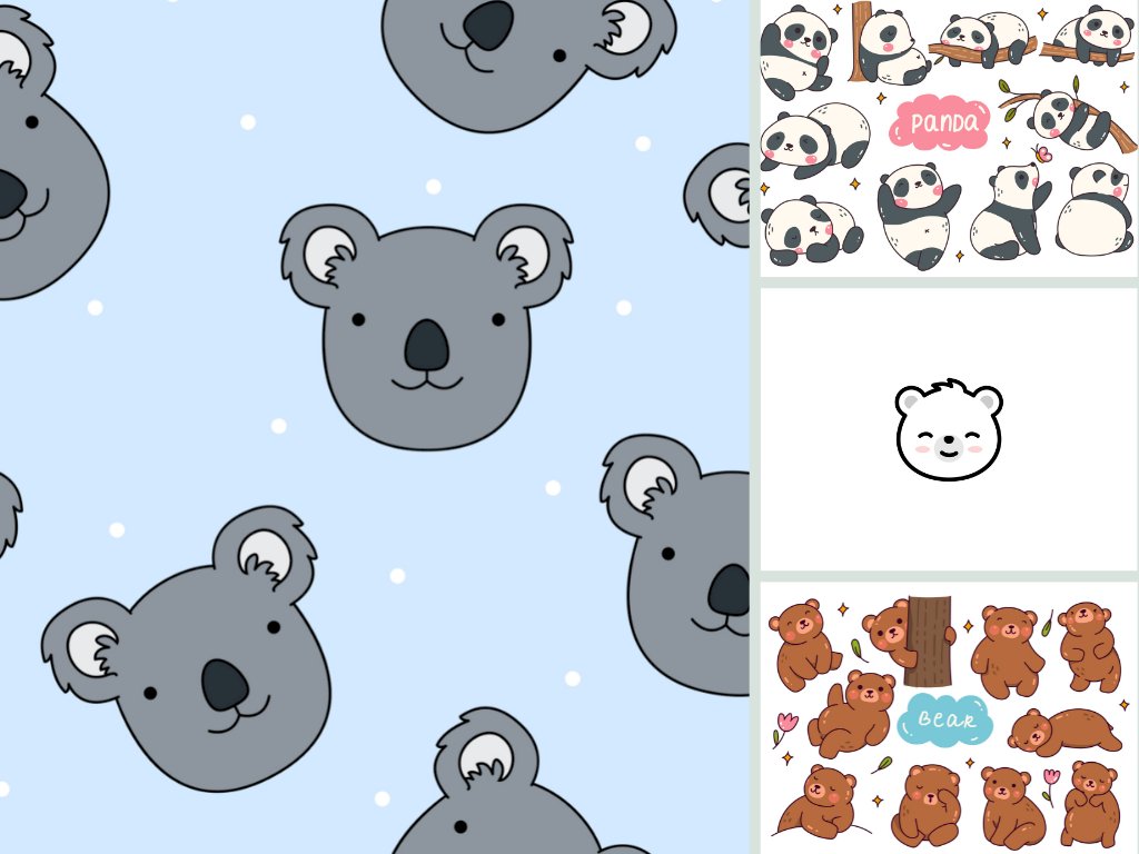 Mẫu icon gấu cute, dễ thương, đáng yêu file vector AI, EPS, PSD