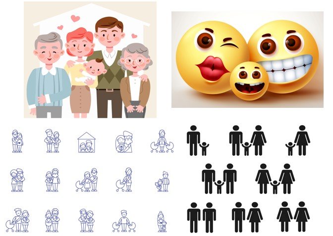 Mẫu icon gia đình đẹp, dễ thương vector AI, EPS, PSD