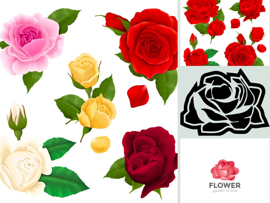 Mẫu icon hoa hồng đẹp file vector AI, EPS, PSD