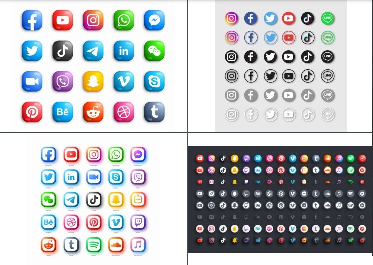 Mẫu icon mạng xã hội đẹp file Vectors, AI, EPS, PSD tải miễn phí