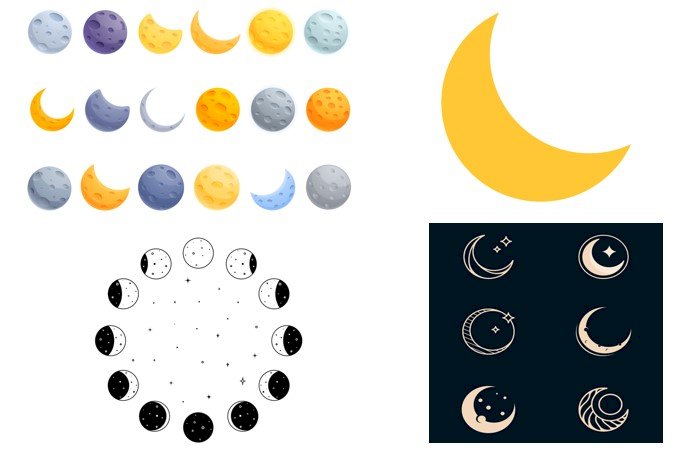 Mẫu icon mặt trăng đẹp, độc đáo vector AI, EPS, PSD