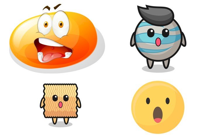 Mẫu icon ngạc nhiên đẹp, dễ thương vector AI, EPS, PSD