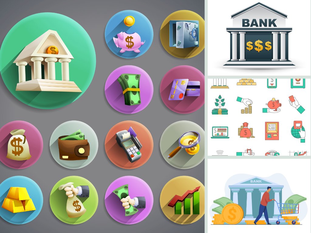 Mẫu icon ngân hàng file vector AI, EPS, PSD