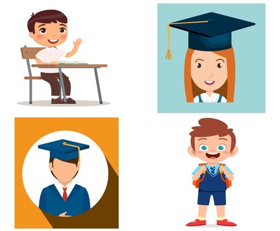 Mẫu icon sinh viên đẹp, cute vector AI, EPS, PSD