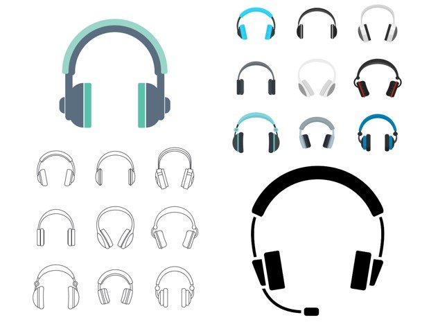 Mẫu icon tai nghe đẹp, độc đáo vector AI, EPS, PSD
