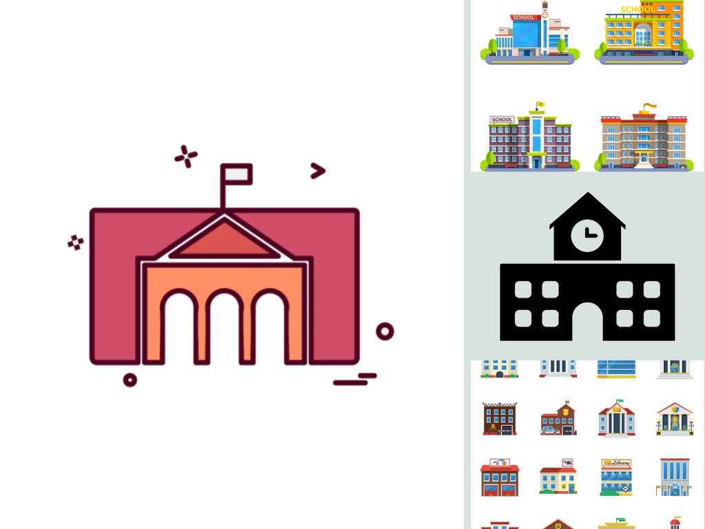 Mẫu icon trường học file vector AI, EPS, PSD