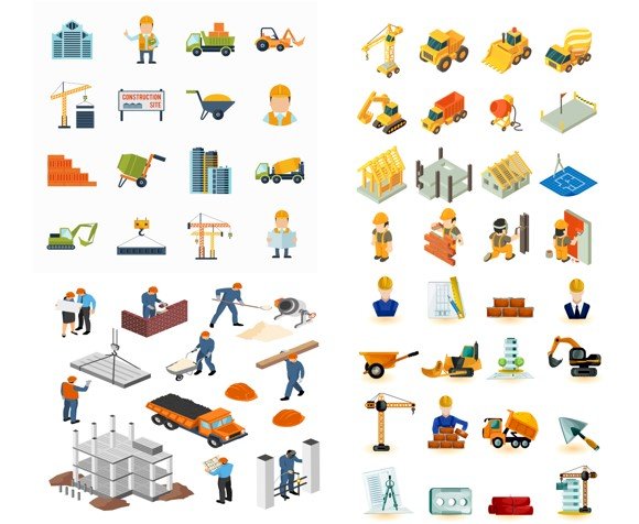 Mẫu icon xây dựng đẹp, độc đáo vector AI, EPS, PSD