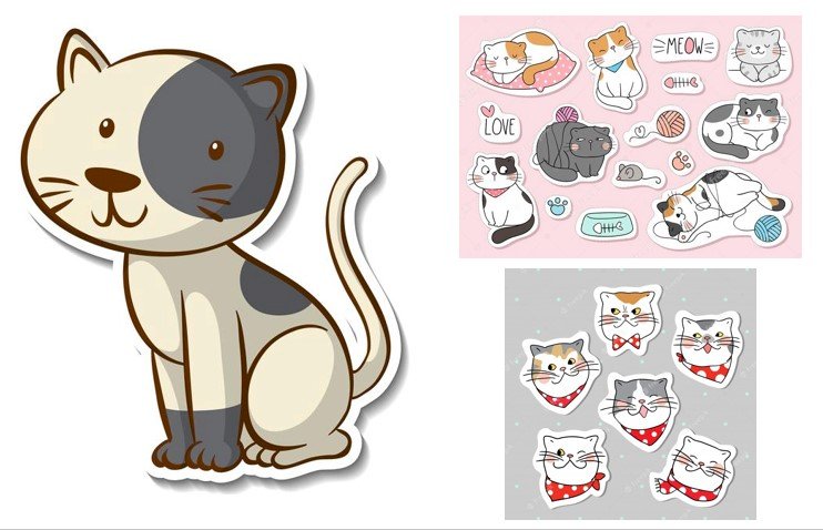 Top 100 mẫu sticker cute mèo dễ thương, chất, ngầu file PNG, Vector