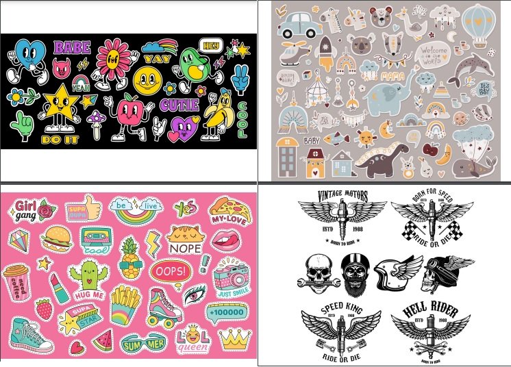 Top 100 mẫu sticker dán mũ bảo hiểm cute, dễ thương, chất, ngầu file PNG, Vector
