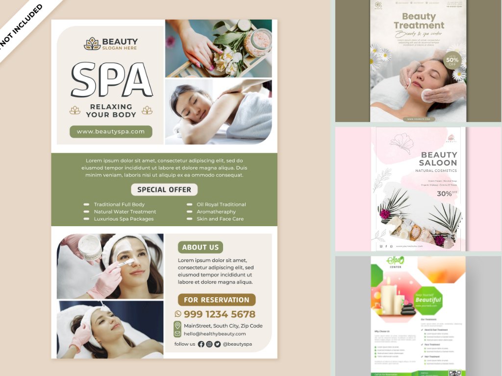 Tải mẫu tờ rơi Spa vector đẹp, nghệ thuật file AI, EPS, SVG, PSD, JPG/JPEG miễn phí