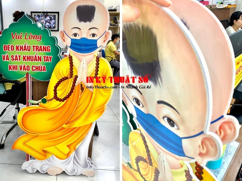 Đặt làm standee chân đứng - in standee mô hình cho nhà Chùa tại TPHCM