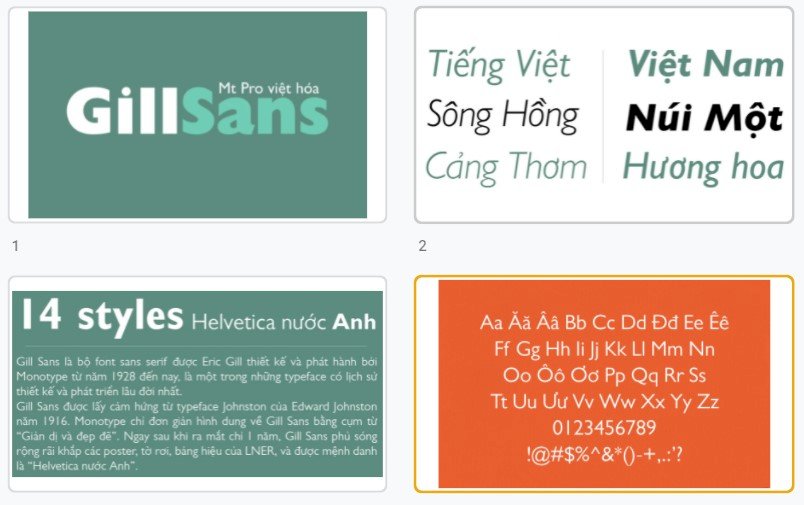 Tổng hợp bộ mẫu font Gill Sans  tiếng Việt đẹp miễn phí