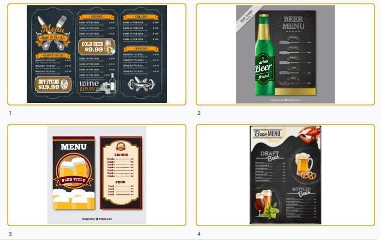 Tải mẫu menu quán bia, quán nhậu vector file AI, EPS, PSD đẹp miễn phí