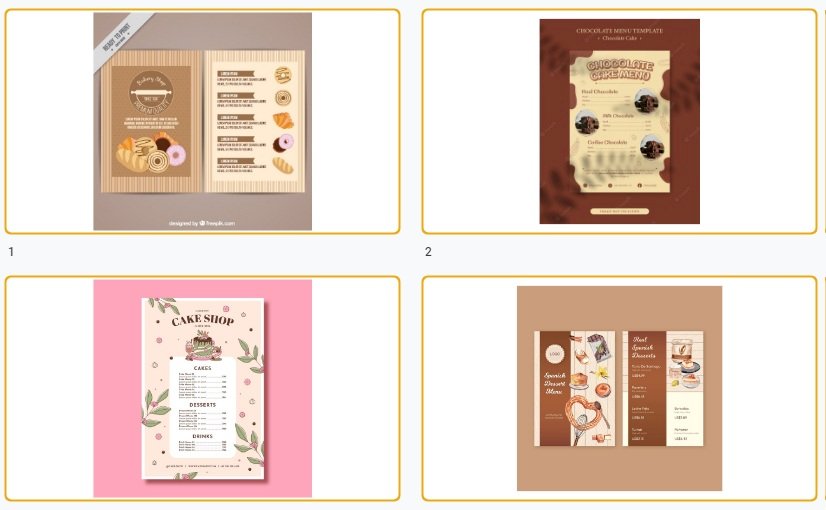 Tải mẫu menu bánh ngọt đẹp vector file AI, EPS, PSD đẹp miễn phí