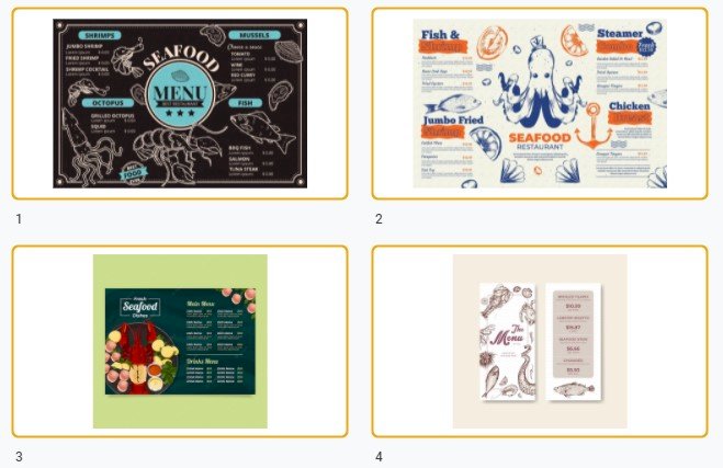 Mẫu menu hải sản đẹp file Vectors, AI, EPS, PSD