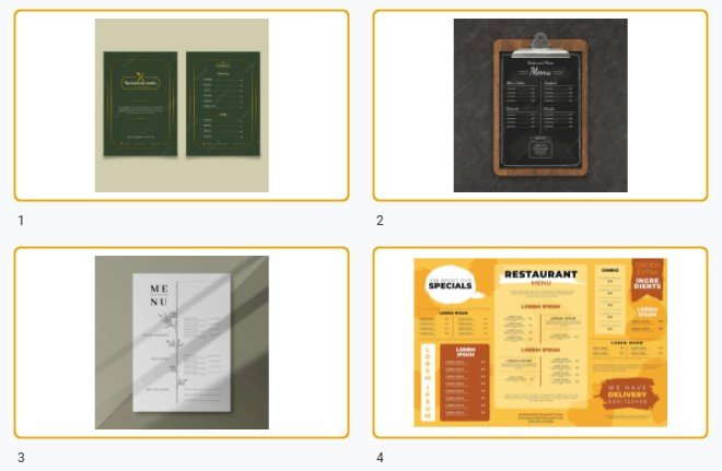 Mẫu menu mockup đẹp file Vectors, AI, EPS, PSD