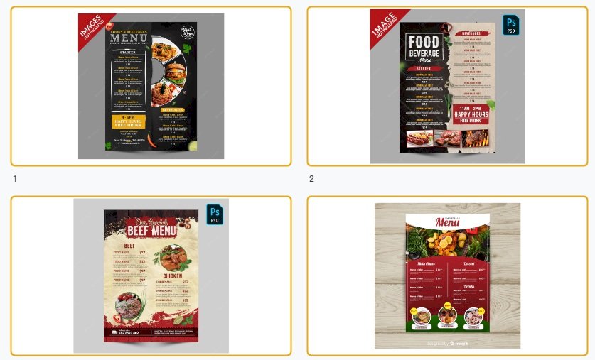 Tải mẫu menu quán ăn vector file AI, EPS, PSD đẹp miễn phí