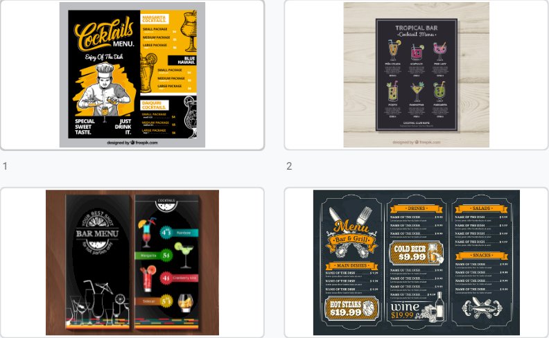 Mẫu menu quán bar đẹp file vector AI, EPS, PSD đẹp, miễn phí