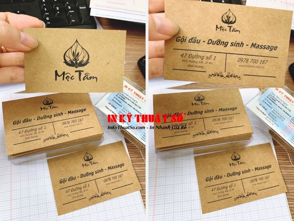 In name card giấy kraft nâu cứng - danh thiếp giấy kraft, card visit giấy kraft 2 mặt